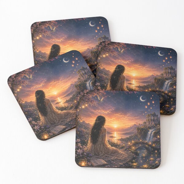 Item preview, Enchanted Moonlit Garden at Sunset | Fantasy Wall Art designed and sold by ttrimm.