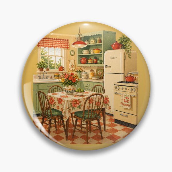 Item preview, Mid-Century Cottage Kitchen Design – Retro 1950s Warm Illustration designed and sold by MagicMakerPh.