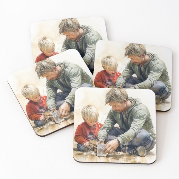 Item preview, Shared Adventures - A Father And Son Catching Insects In Jars Together - Family Art - Watercolor Art designed and sold by CastleBySea.