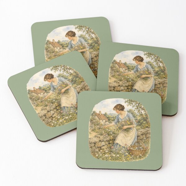 Item preview, Vintage 1930s Cottage Life Calendar Design – Wildflower Gathering Art designed and sold by MagicMakerPh.