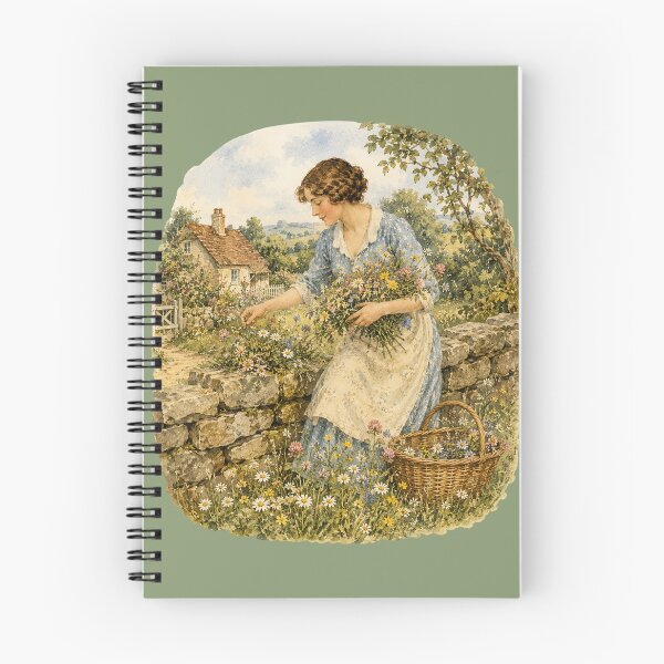 Item preview, Vintage 1930s Cottage Life Calendar Design – Wildflower Gathering Art designed and sold by MagicMakerPh.