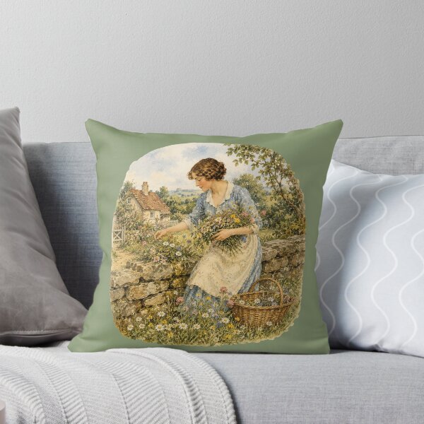 Item preview, Vintage 1930s Cottage Life Calendar Design – Wildflower Gathering Art designed and sold by MagicMakerPh.