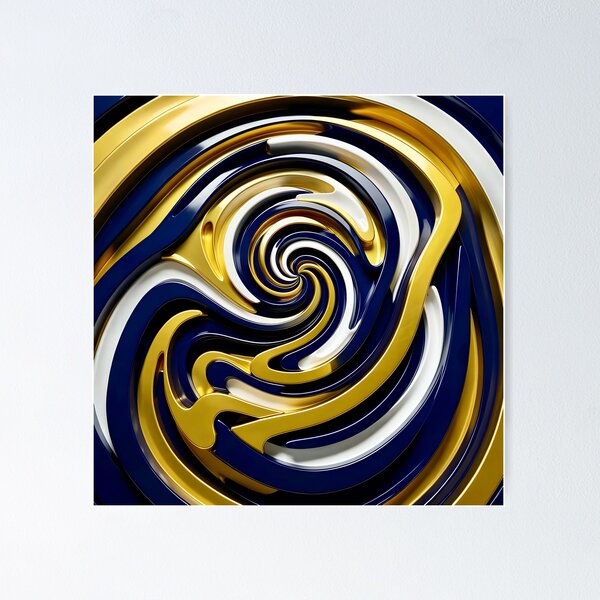 Item preview, White Gold Blue Abstract Swirl designed and sold by Vicky Brago-Mitchell®.