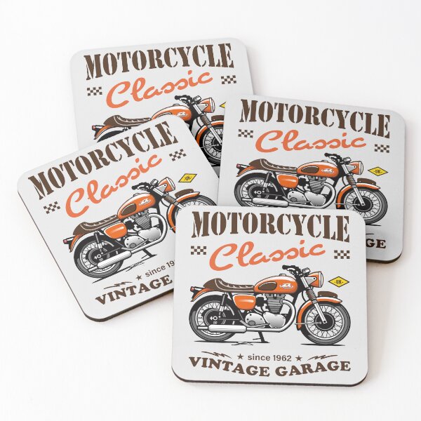 Item preview, Candy Color Vintage Motorcycle - Retro Classic Bike Illustration_RED_WH designed and sold by AckeeWolf.