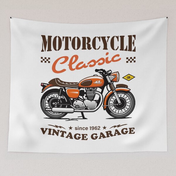 Item preview, Candy Color Vintage Motorcycle - Retro Classic Bike Illustration_RED_WH designed and sold by AckeeWolf.