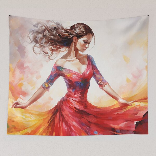 Item preview, Twirl Of Passion - A Spanish Dancer Twirling In A Colorful Dress - Latino Art - Watercolor Art designed and sold by CastleBySea.