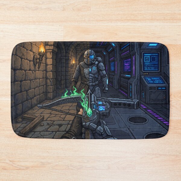 Item preview, Medieval vs Sci-Fi | Seamless Worlds | Faux Retro FPS Screenshot | Pixel Art designed and sold by GRAIL-PIXXAILL.