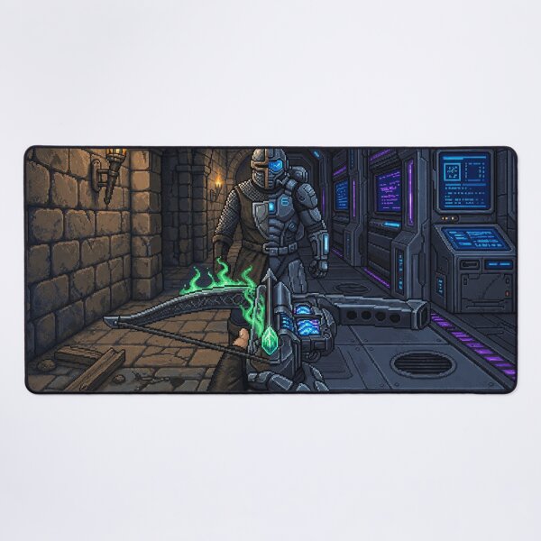 Item preview, Medieval vs Sci-Fi | Seamless Worlds | Faux Retro FPS Screenshot | Pixel Art designed and sold by GRAIL-PIXXAILL.