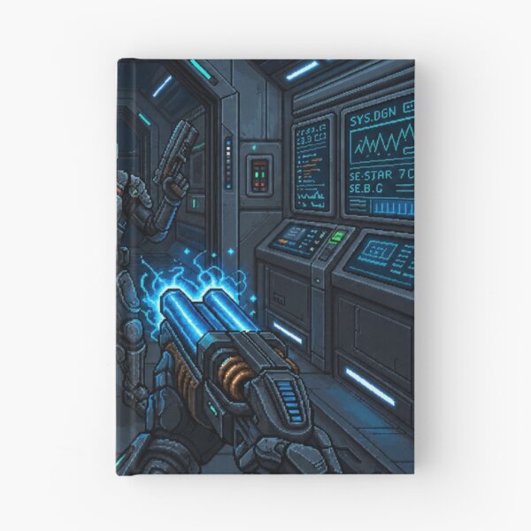 Item preview, Medieval vs Sci-Fi | Parallel Worlds | Faux Retro FPS Screenshot | Pixel Art designed and sold by GRAIL-PIXXAILL.