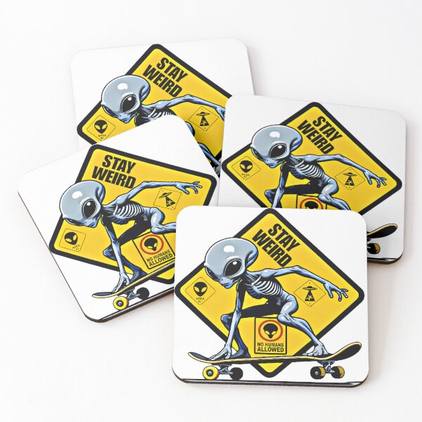Item preview, Stay Weird Alien Skateboard Area 51 Retro Warning Sticker  designed and sold by Neer arts.