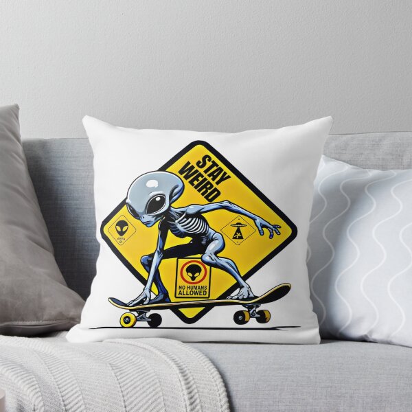 Item preview, Stay Weird Alien Skateboard Area 51 Retro Warning Sticker  designed and sold by Neer arts.