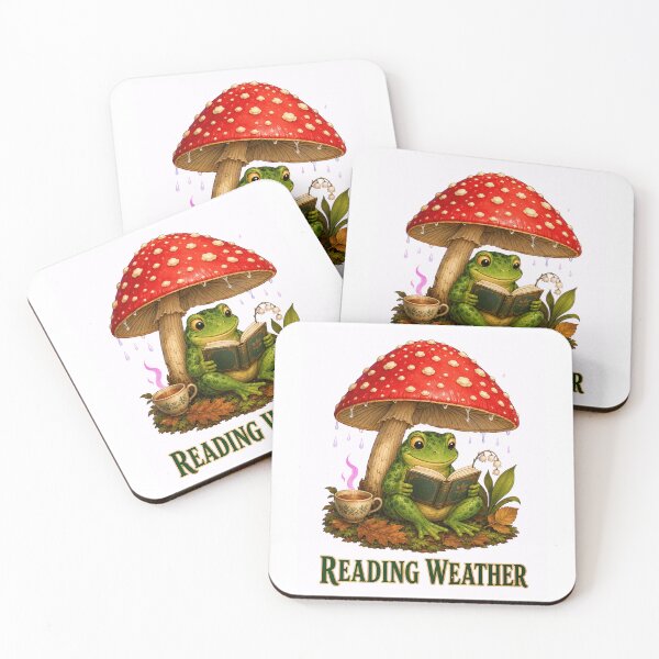 Item preview, Reading Weather, Cozy Frog Reading Under a Mushroom designed and sold by RoPrincess.