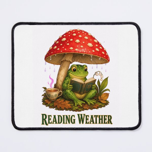 Item preview, Reading Weather, Cozy Frog Reading Under a Mushroom designed and sold by RoPrincess.