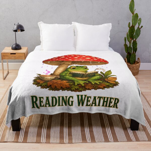Item preview, Reading Weather, Cozy Frog Reading Under a Mushroom designed and sold by RoPrincess.