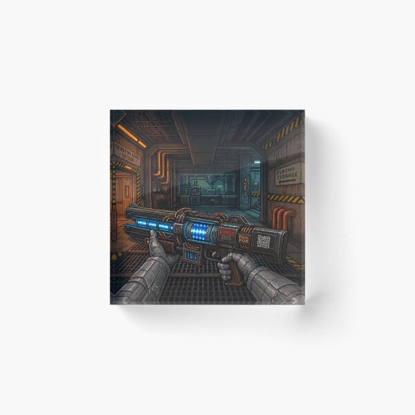 Item preview, You Picked Up the Plasma Gun! | Faux Retro FPS Screenshot | Pixel Art designed and sold by GRAIL-PIXXAILL.