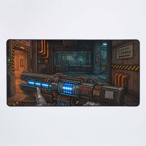 Item preview, You Picked Up the Plasma Gun! | Faux Retro FPS Screenshot | Pixel Art designed and sold by GRAIL-PIXXAILL.