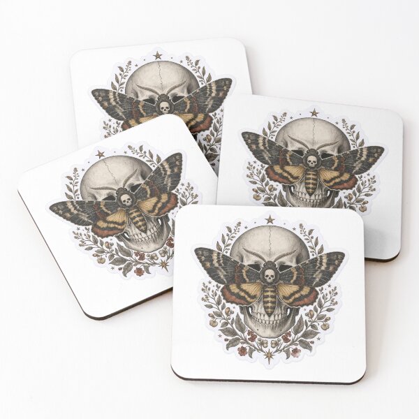 Item preview, Vintage Anatomical Moth and Skull Natural History Study in Bone and Gold designed and sold by StickyGuys.