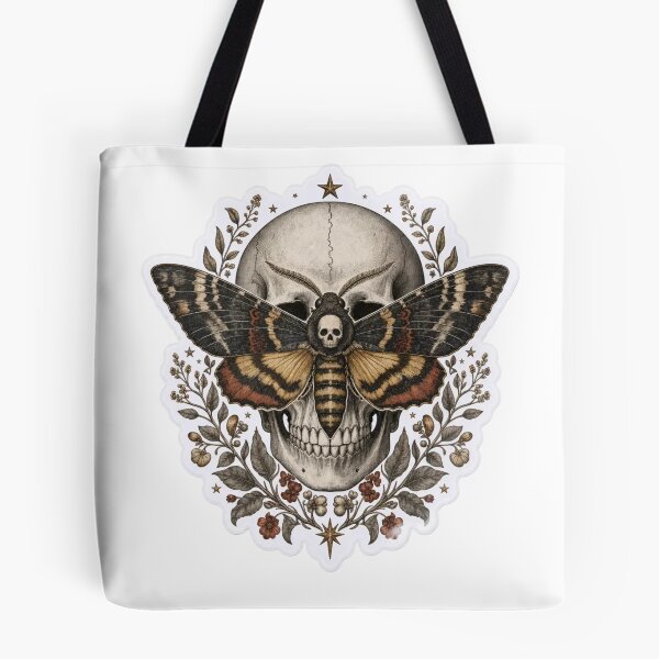 Item preview, Vintage Anatomical Moth and Skull Natural History Study in Bone and Gold designed and sold by StickyGuys.