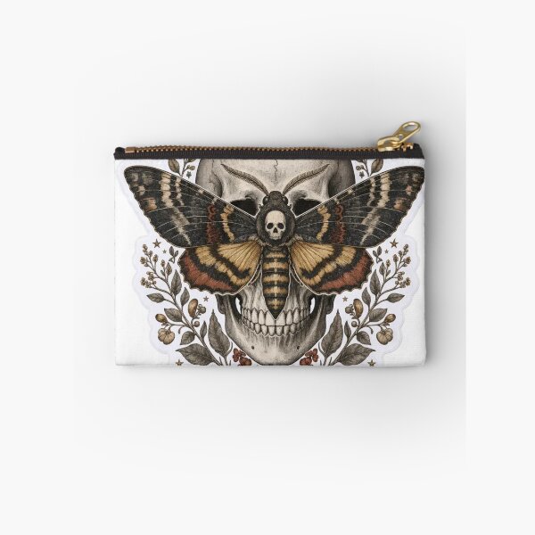 Item preview, Vintage Anatomical Moth and Skull Natural History Study in Bone and Gold designed and sold by StickyGuys.