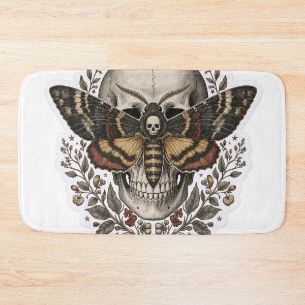 Item preview, Vintage Anatomical Moth and Skull Natural History Study in Bone and Gold designed and sold by StickyGuys.