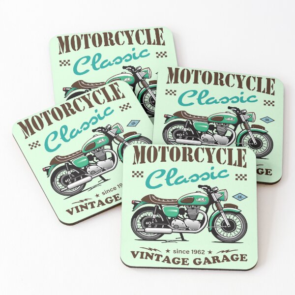 Item preview, Candy Color Vintage Motorcycle - Retro Classic Bike Illustration_GREEN_WH designed and sold by AckeeWolf.