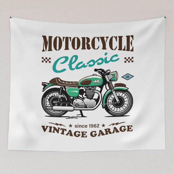 Item preview, Candy Color Vintage Motorcycle - Retro Classic Bike Illustration_GREEN_WH designed and sold by AckeeWolf.