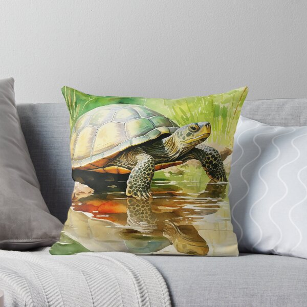 Item preview, Reflections Of Stillness - A Turtle By Pond Water - Watercolor Art - Reptile Art designed and sold by CastleBySea.