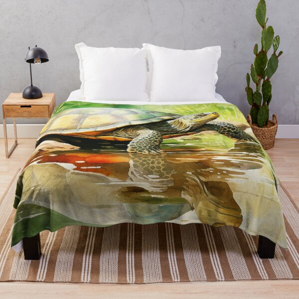 Item preview, Reflections Of Stillness - A Turtle By Pond Water - Watercolor Art - Reptile Art designed and sold by CastleBySea.