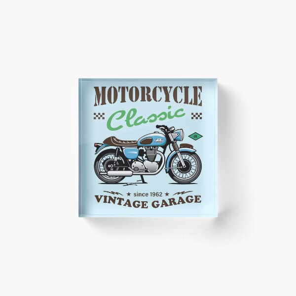 Item preview, Candy Color Vintage Motorcycle - Retro Classic Bike Illustration_BLUE_WH designed and sold by AckeeWolf.