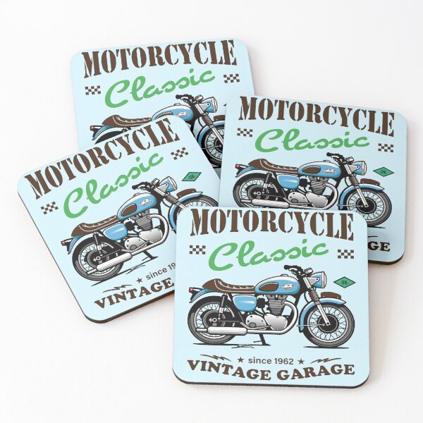 Item preview, Candy Color Vintage Motorcycle - Retro Classic Bike Illustration_BLUE_WH designed and sold by AckeeWolf.