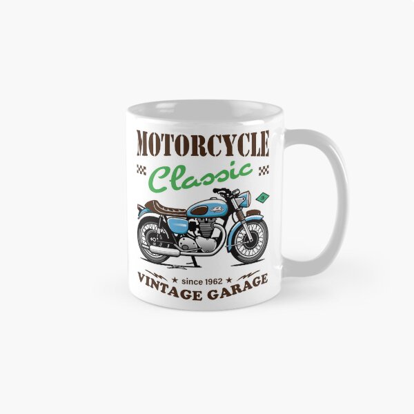 Item preview, Candy Color Vintage Motorcycle - Retro Classic Bike Illustration_BLUE_WH designed and sold by AckeeWolf.