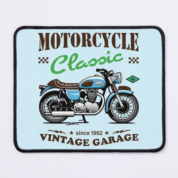 Item preview, Candy Color Vintage Motorcycle - Retro Classic Bike Illustration_BLUE_WH designed and sold by AckeeWolf.