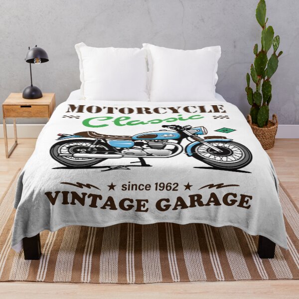 Item preview, Candy Color Vintage Motorcycle - Retro Classic Bike Illustration_BLUE_WH designed and sold by AckeeWolf.