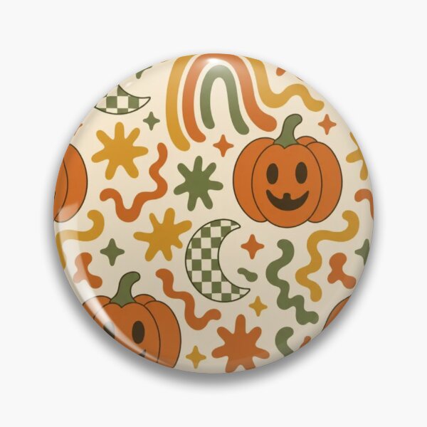 Item preview, Retro Seventies Groovy Halloween Pumpkins and Rainbows in Burnt Orange designed and sold by StickyGuys.