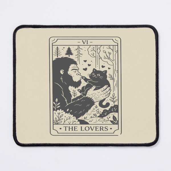 Item preview, The Lovers Tarot Card - Cute Bigfoot and Black Cat. #3 designed and sold by EunsooLee.