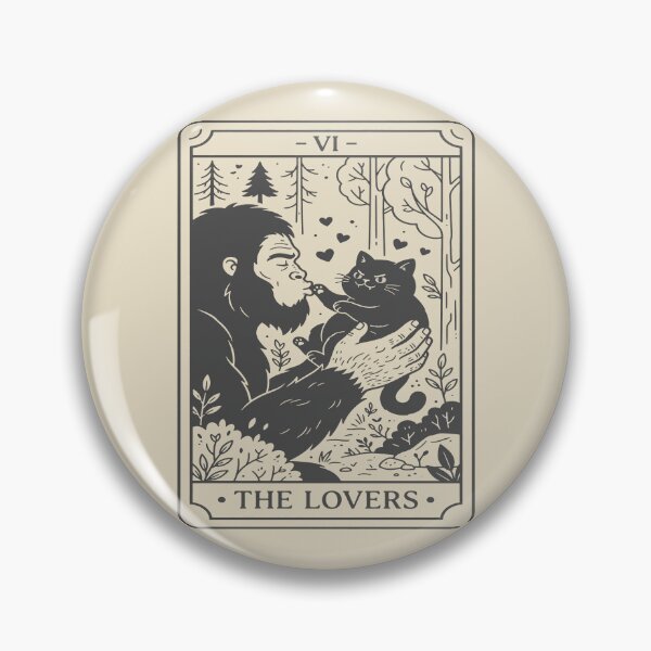 Item preview, The Lovers Tarot Card - Cute Bigfoot and Black Cat. #3 designed and sold by EunsooLee.