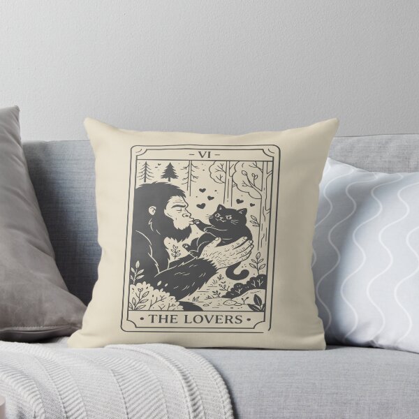 Item preview, The Lovers Tarot Card - Cute Bigfoot and Black Cat. #3 designed and sold by EunsooLee.
