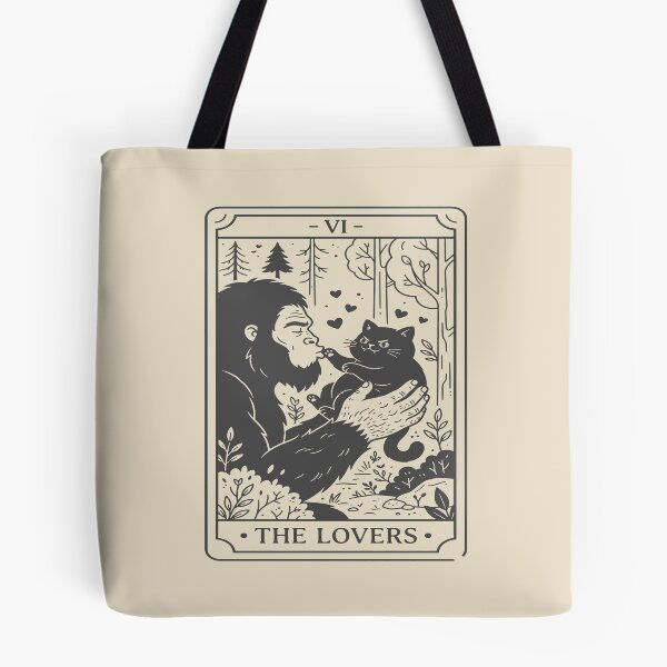 Item preview, The Lovers Tarot Card - Cute Bigfoot and Black Cat. #3 designed and sold by EunsooLee.