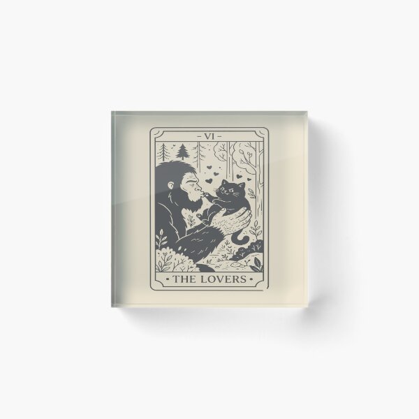 Item preview, The Lovers Tarot Card - Cute Bigfoot and Black Cat. #3 designed and sold by EunsooLee.
