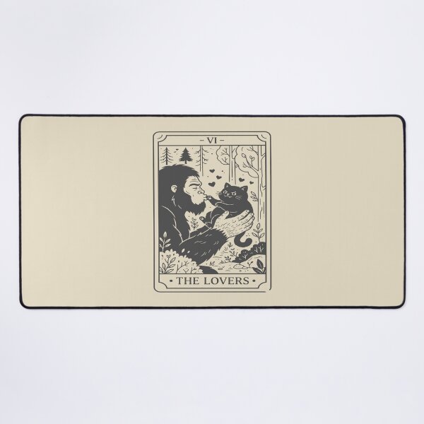 Item preview, The Lovers Tarot Card - Cute Bigfoot and Black Cat. #3 designed and sold by EunsooLee.