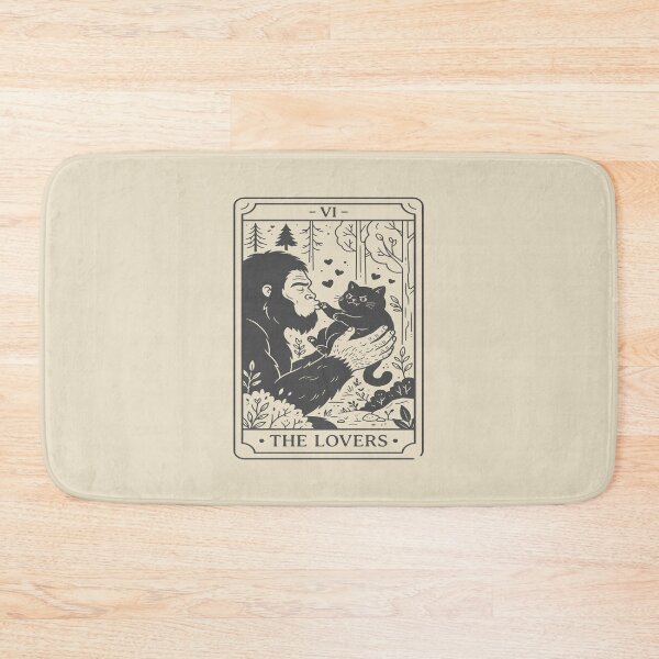 Item preview, The Lovers Tarot Card - Cute Bigfoot and Black Cat. #3 designed and sold by EunsooLee.
