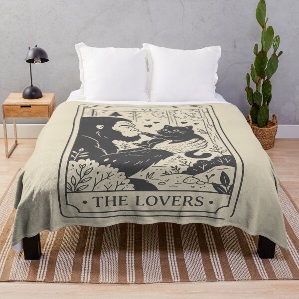 Item preview, The Lovers Tarot Card - Cute Bigfoot and Black Cat. #3 designed and sold by EunsooLee.
