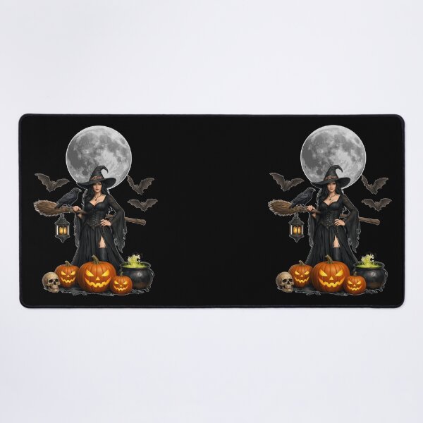 Item preview, Goth Halloween Witch with Pumpkins and Full Moon designed and sold by DeliaDesignsCo.