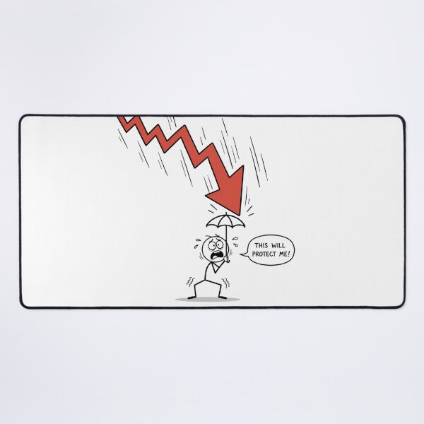 Item preview, Trader with Tiny Umbrella vs Red Arrow - Funny Market Crash Art designed and sold by Ink Matrix.