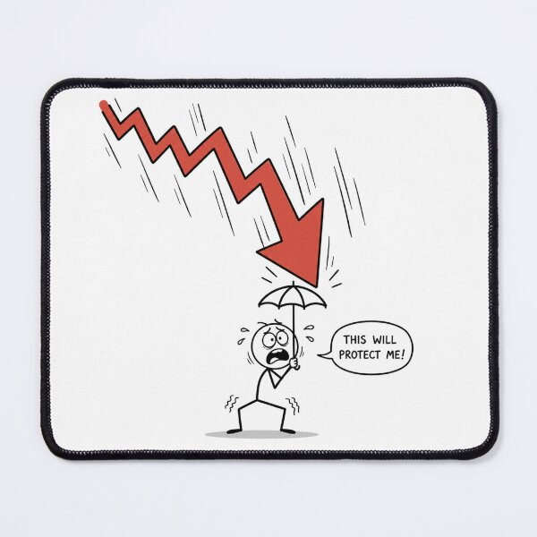Item preview, Trader with Tiny Umbrella vs Red Arrow - Funny Market Crash Art designed and sold by Ink Matrix.