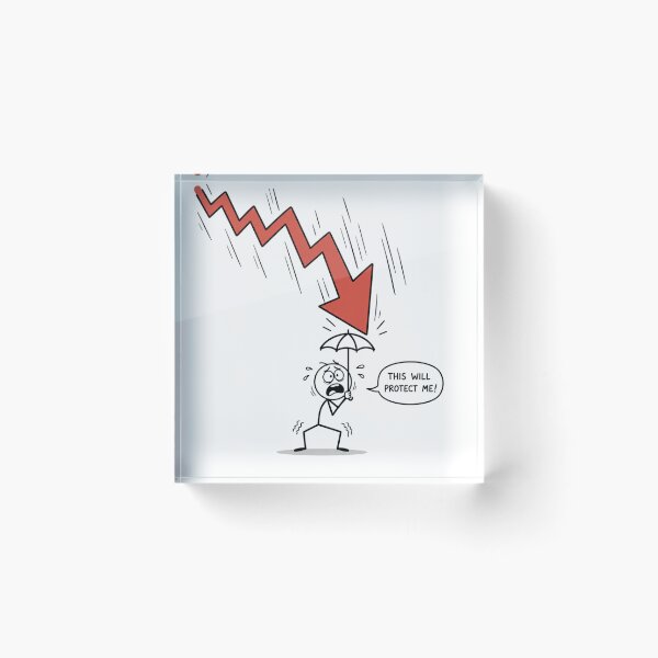Item preview, Trader with Tiny Umbrella vs Red Arrow - Funny Market Crash Art designed and sold by Ink Matrix.