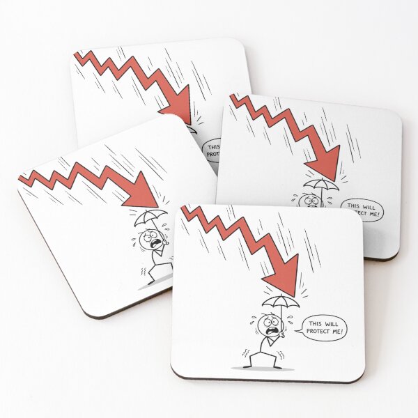 Item preview, Trader with Tiny Umbrella vs Red Arrow - Funny Market Crash Art designed and sold by Ink Matrix.
