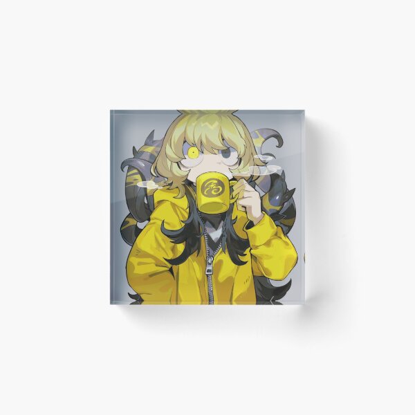 Item preview, Sleepy Tentacle Girl Drinking from a Yellow Mug designed and sold by TavishCorbett.