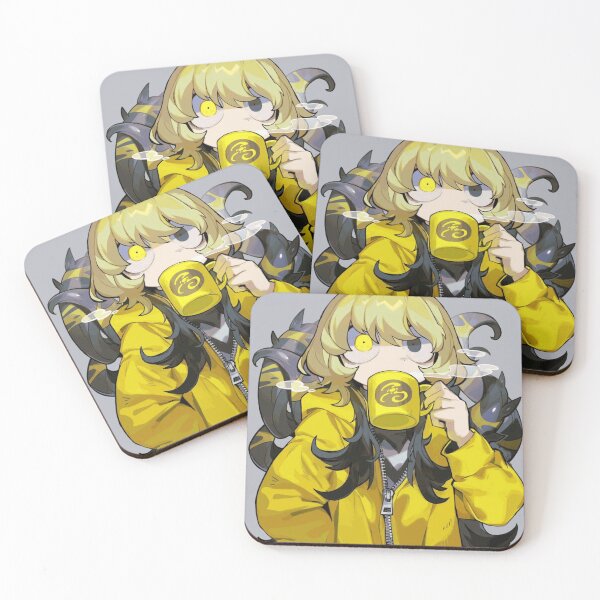Item preview, Sleepy Tentacle Girl Drinking from a Yellow Mug designed and sold by TavishCorbett.