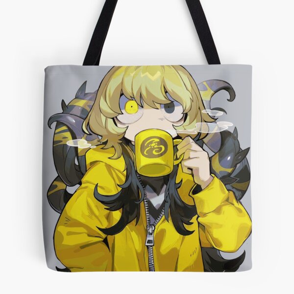 Item preview, Sleepy Tentacle Girl Drinking from a Yellow Mug designed and sold by TavishCorbett.